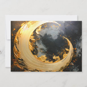 Schwarzes Gold Abstrakt Wirbel Modern Mond Ankündigung