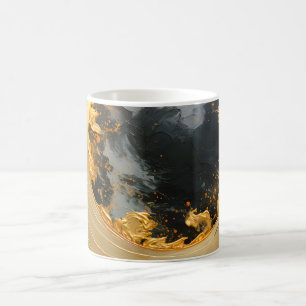 Schwarzes Gold Abstrakt Wirbel Modern Mond Kaffeetasse