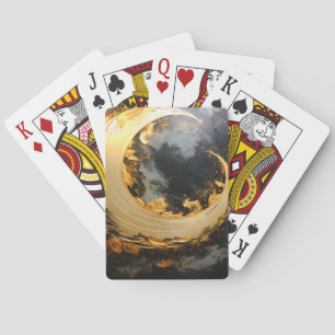 Schwarzes Gold Abstrakt Wirbel Modern Mond Spielkarten
