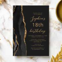 Schwarzes Gold-Achat-Script 18. Geburtstag