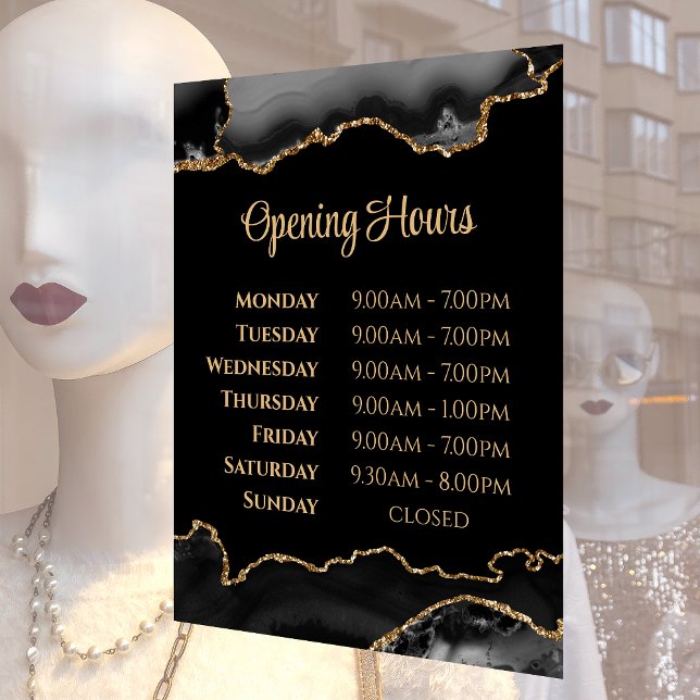 Schwarzes Gold Agate Öffnungszeiten Fensterheber Fensteraufkleber (Von Creator hochgeladen)
