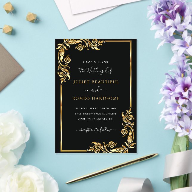 Schwarzes Gold Akryllische Hochzeitsvorlage Acryleinladungen (In Situ (Hochzeit))