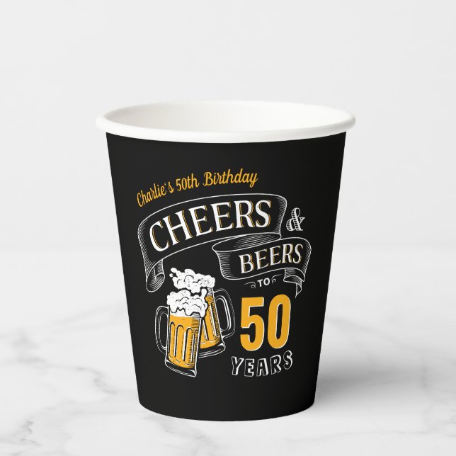 Schwarzes Gold Angler und Biere jeden Alters Gebur Pappbecher (Vorderseite)