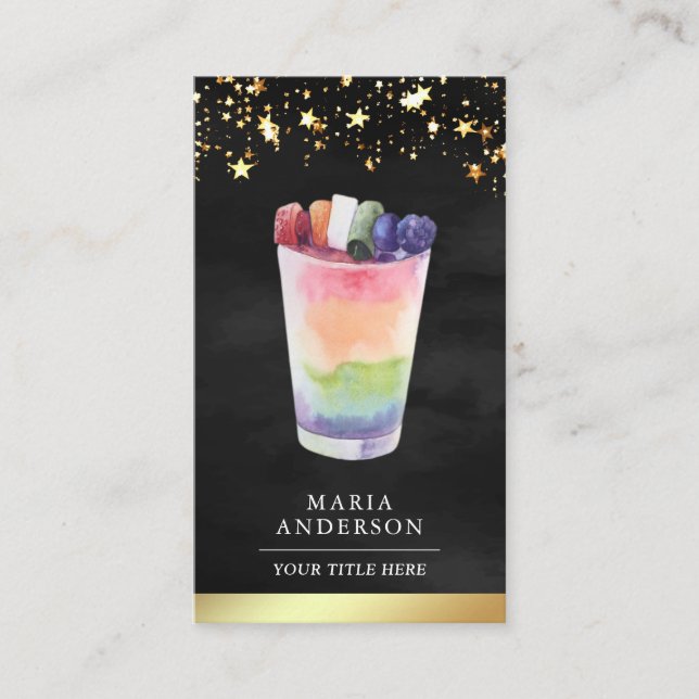 Schwarzes Gold Aquarellfarben Fruchtsaft Glas Visitenkarte (Vorderseite)