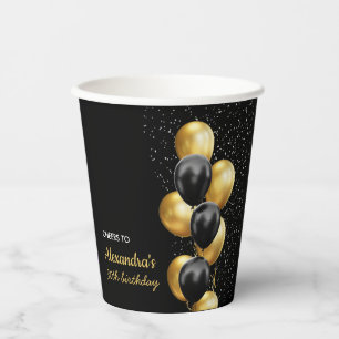 Schwarzes Gold Ballon Chic Prost Zum Geburtstag Pappbecher