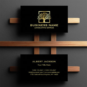 Schwarzes Gold Baum Logo Landschaftsbau Visitenkarte