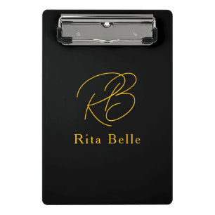 Schwarzes Gold Benutzerdefinierter Name Elegant Mini Klemmbrett