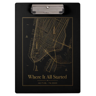 Schwarzes Gold benutzerdefiniertes Stadtplan-Clipb Klemmbrett