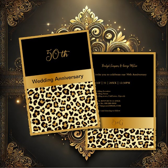 Schwarzes Gold bleibe Wild 50. Hochzeitstag Karte (Von Creator hochgeladen)