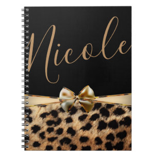 Schwarzes Gold Bow Leopard Gepard Druck Personalis Notizblock