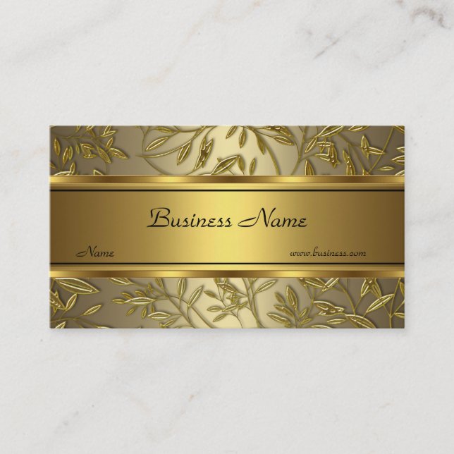 Schwarzes Gold Bronze Blumen Elegante Business Car Visitenkarte (Vorderseite)