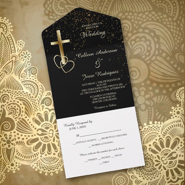 Schwarzes Gold Christlich Cross Foto Template Hoch All In One Einladung (Von Creator hochgeladen)