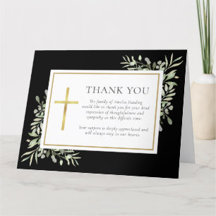 Schwarzes Gold christliche Beerdigung Watercolor G Dankeskarte