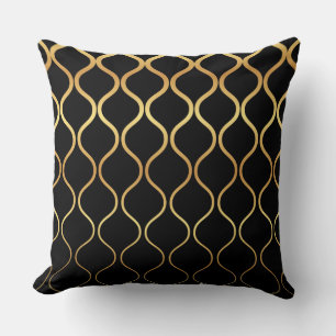Schwarzes, Gold, cooler, trendy, retro abstrakter Kissen