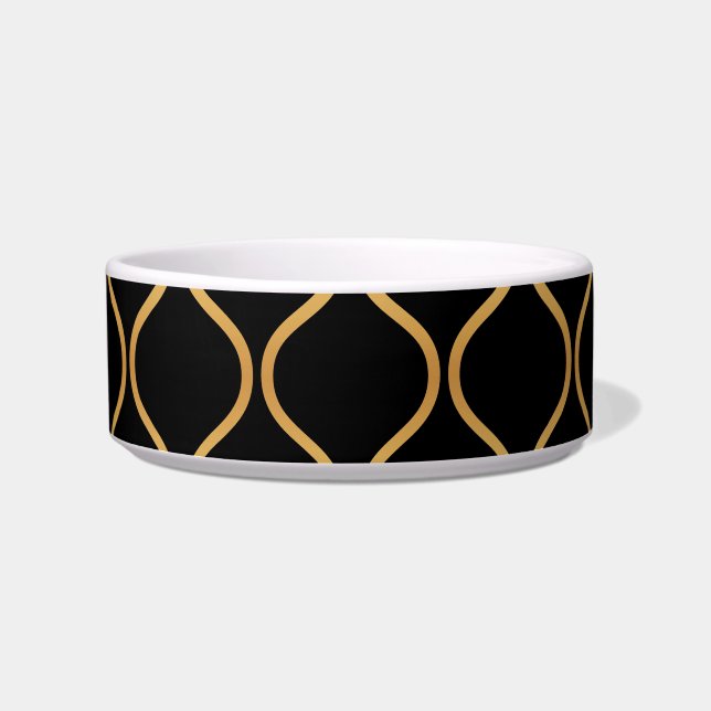 Schwarzes, Gold, cooler, trendy, retro abstrakter Napf (Vorderseite)