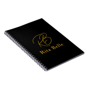 Schwarzes Gold Custom-Name Elegantes Spiralnotizbu Notizblock