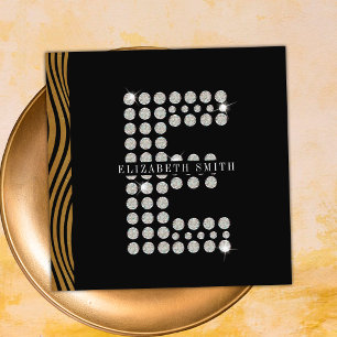 Schwarzes Gold-Diamant-Anfangs-E-Monogramm QR-Code Quadratische Visitenkarte