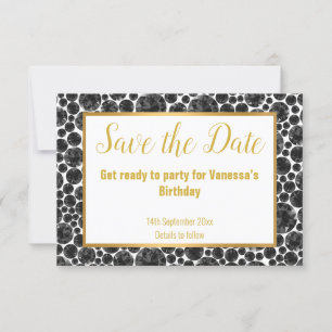 SCHWARZES GOLD DIAMANT ELEGANT SAVE THE DATE RSVP KARTE