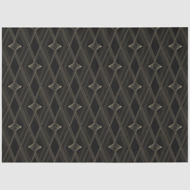 Schwarzes Gold Diamond Muster Abstrakt Chic Geomet Seidenpapier (Vorderseite)