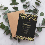Schwarzes Gold Einladung<br><div class="desc">Modernes, elegantes und einladendes Hotel. Ein schwarzer Hintergrund mit goldenen Imitaten Konfetti. Personalisieren und fügen Sie einen Namen und Details.</div>