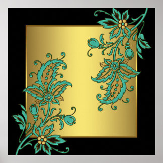 Schwarzes Gold Elegante Kunst, Dichtung und Musik Poster