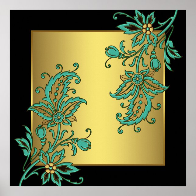 Schwarzes Gold Elegante Kunst, Dichtung und Musik Poster (Vorne)