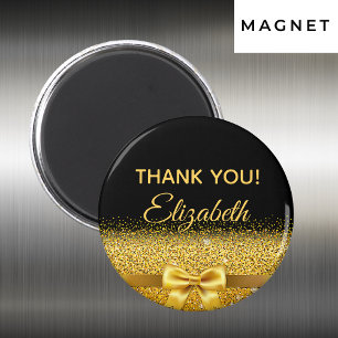Schwarzes Gold elegantes Danke Geburtstagsname Magnet