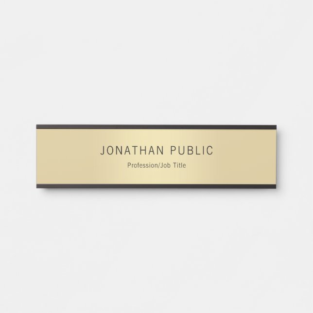 Schwarzes Gold Elegantes Minimalistisches Template Türschild (Vorderseite )