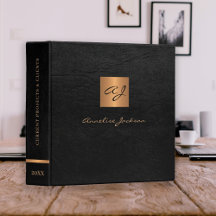 Schwarzes Gold elegantes monogrammiertes Leder kla