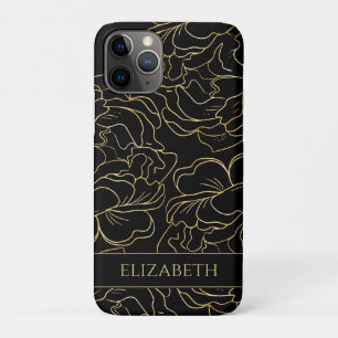 Schwarzes Gold Floral Personalisiert Case-Mate iPhone Hülle