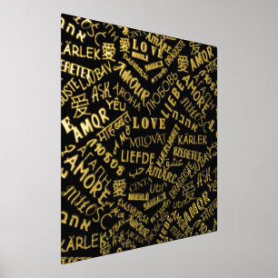 Schwarzes Gold Foil druckt Liebe Text in mehreren Foliendrucke