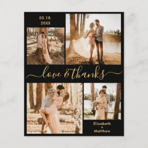 Schwarzes Gold Foto Collage Hochzeit Vielen Dank