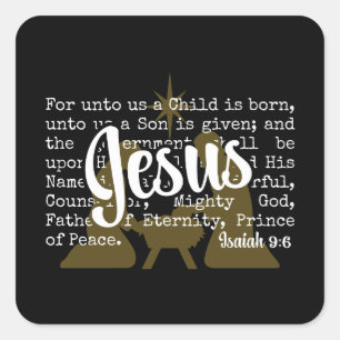 Schwarzes Gold FÜR UNS JESUS Weihnachten Quadratischer Aufkleber