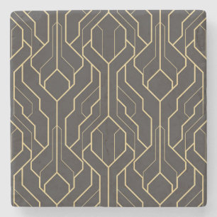 Schwarzes Gold geometrisches Muster Art Deco Steinuntersetzer