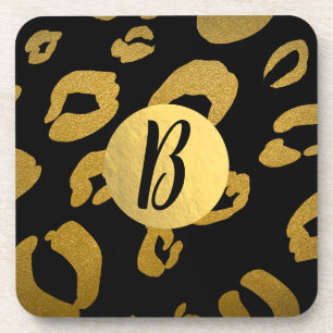 Schwarzes Gold Gepard Leopard Glam Folie Moderne C Getränkeuntersetzer