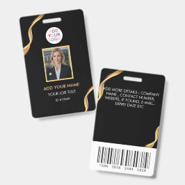 Schwarzes Gold-Geschäfts-Foto-ID-Abzeichen mit Bar Ausweis