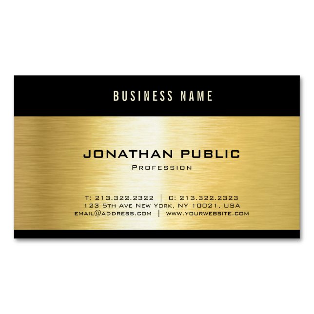 Schwarzes Gold Glamour Elegantes Template Beruflic Magnetische Visitenkarte (Vorderseite)