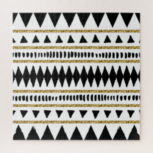 Schwarzes Gold-Glitter-Ethno-Muster