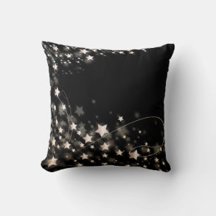 Schwarzes Gold Glitter Faux Folie Konfetti Sterne Kissen