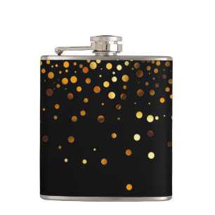 Schwarzes Gold Glitter Faux Folien Konfetti Flachmann