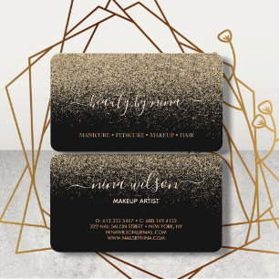 Schwarzes Gold-Glitter-Signatur Chic Visitenkarte