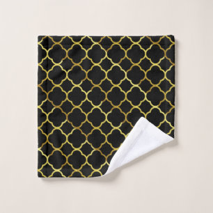 Schwarzes Gold Golden Quatrefolie Muster Elegant N Waschlappen