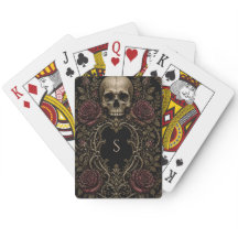 Schwarzes Gold gothischer Totenkopf-Rosen-Poker-Ka