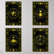 Schwarzes Gold Heilige ägyptische Symbole Wandkuns