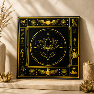 Schwarzes Gold Heilige Lotus Spirituelle Dekoratio Fliese