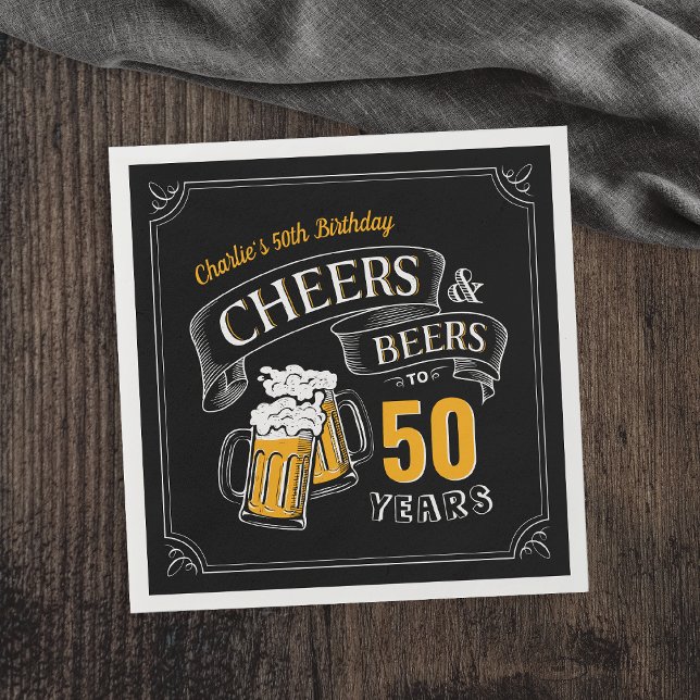 Schwarzes Gold jubeln und Biere jeden Alters Gebur Serviette (Black Gold Cheers And Beers Any Age Birthday Napkins)
