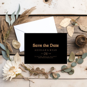 Schwarzes Gold Klassisch Minimales Horizontales Ho Save The Date