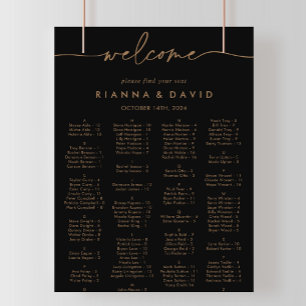 Schwarzes Gold Klassisches Alphabetisches Sitzdiag Poster