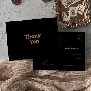 Schwarzes Gold Klassisches Minimales Dankeschön Postkarte