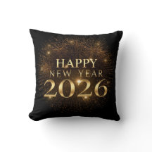 schwarzes Gold-Konfetti-Neujahrskissen 2026